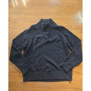 Banana Republic Men’s Wool Knit Sweater Black Shawl Collar Button Size XL Soft!